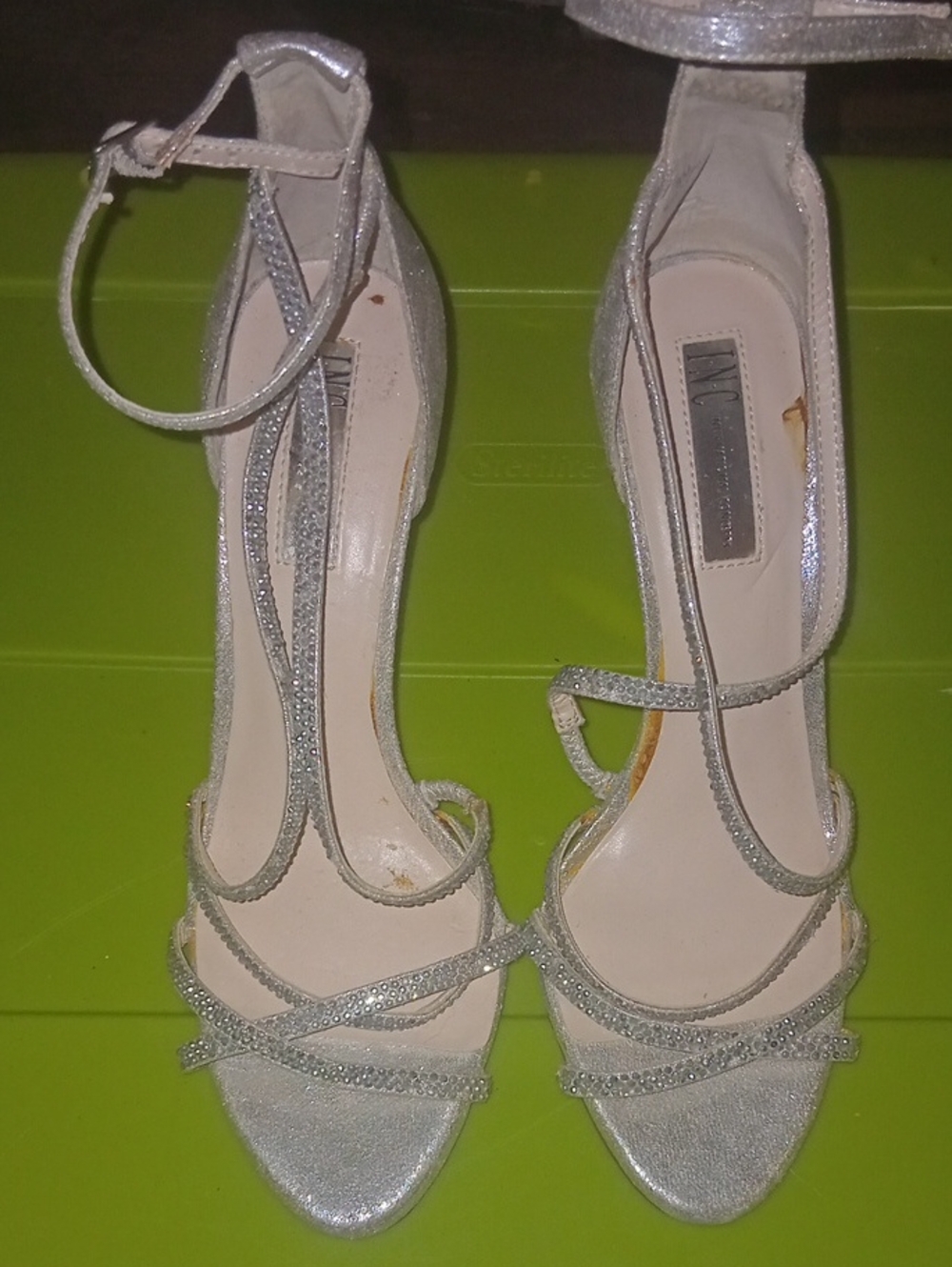 I.N.C INTERNATIONAL concepts Women's Silver Strappy Ankle‑Tie Sandals